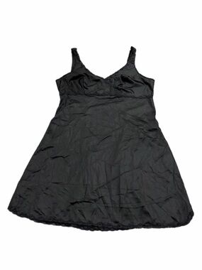 60s/70s French Vintage Valisere Lace Trim Mini Slip Dress (Black) Size Medium